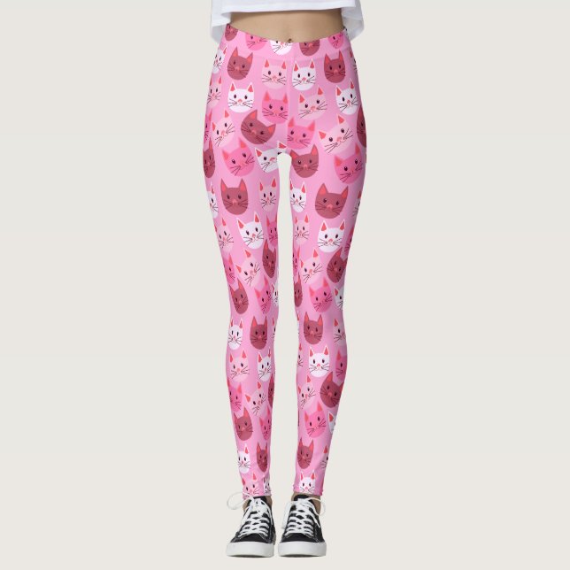 Leggings Cuisine Chats Chat Face Motif rose (Devant)