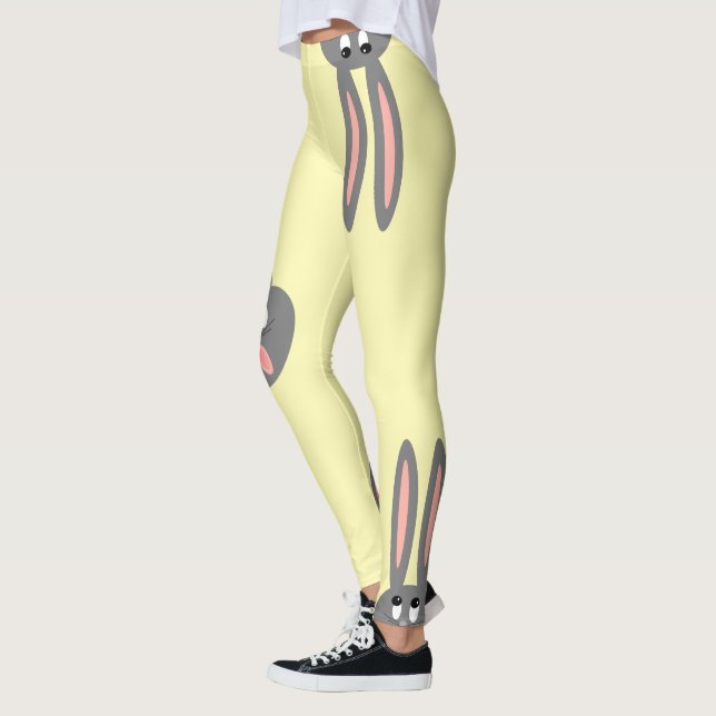 Leggings Cuisines Bunnies Pâques Peeping Pastel Mode Jaune  (Gauche)