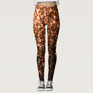 Leggings Cuivre brun orange bronze faux scintille paillette