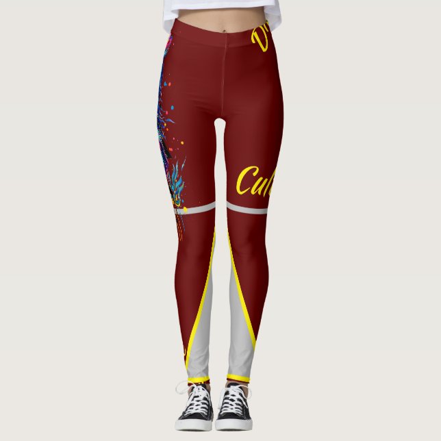 Leggings Culture Divine Grosse Chatte Baisers Jaune Clash (Devant)
