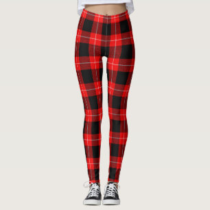 Leggings Cunningham Clan Tartan rouge noir