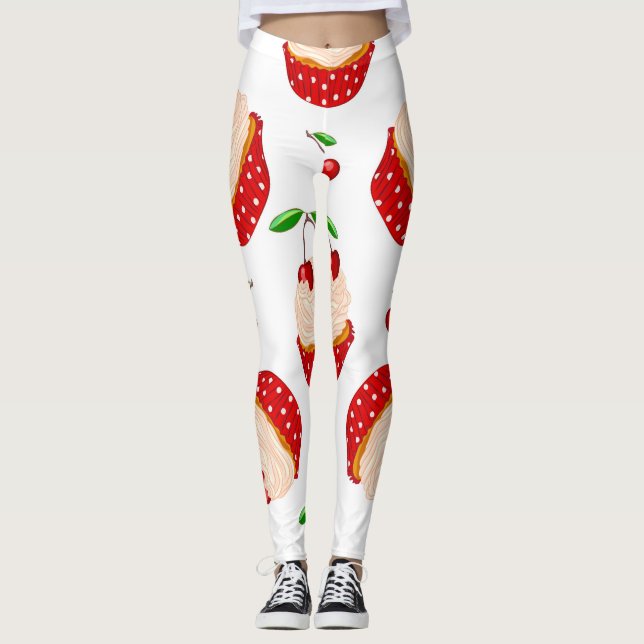 Leggings Cupcake aux cerises motif (Devant)