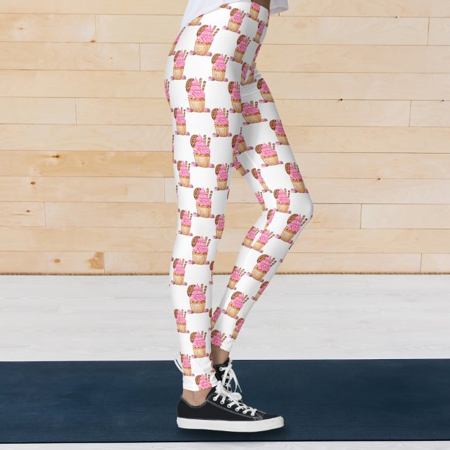 Leggings Cupcake Rose Aquarelle Avec Motif Chocolat (Créateur téléchargé)