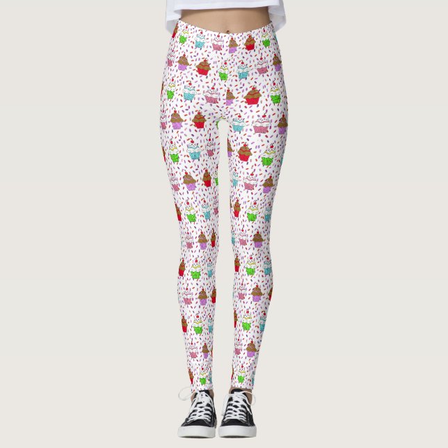 Leggings Cupcake Whimsical et arrosage de bonbons (Devant)