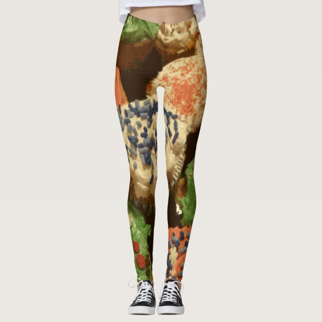 Leggings Cupcakes de Noël avec arroses (Devant)