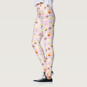 LEGGINGS CUPCAKES MOTIF ROSE