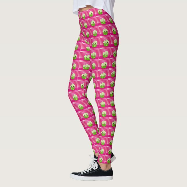 Leggings Cupcakes Sucrés Rose et Verts (Gauche)