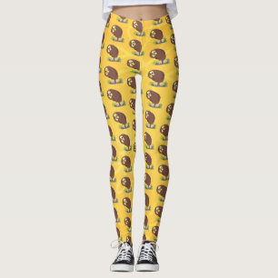 Leggings Curieux et drôle dessin animé de chouette brune