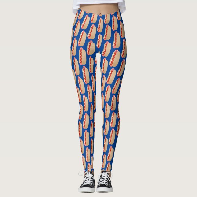 Leggings Curieux hot dog Weiner dessin animé (Devant)
