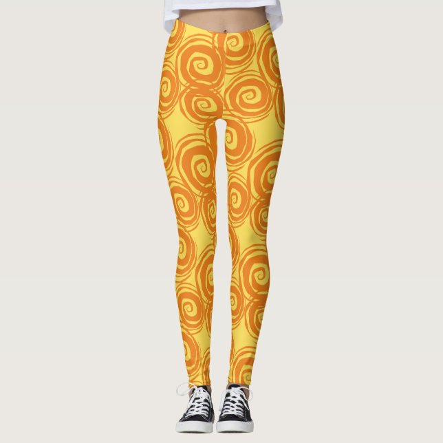 Leggings Curliche orange jaune escargot (Devant)