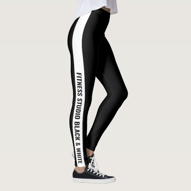 Leggings Custom Company Name White Stripe Black (Droite)
