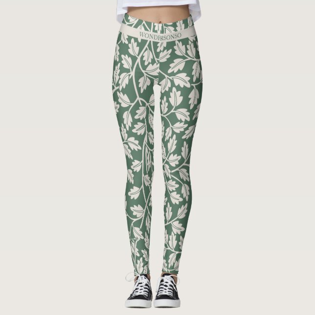 Leggings Custom Emerald Green Flower before wedding (Devant)