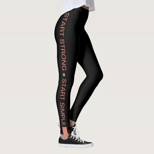Leggings Custom Fitness Studio Slogan Orange on Black (Droite)
