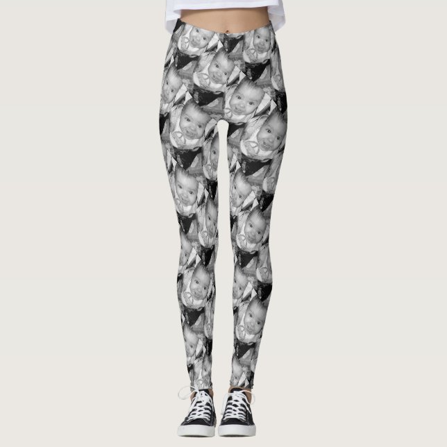 Leggings Customisez votre motif photo noir blanc (Devant)