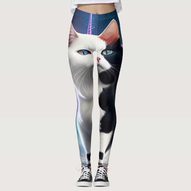 Leggings Customisez votre propre chat chevauchant un licorn (Devant)