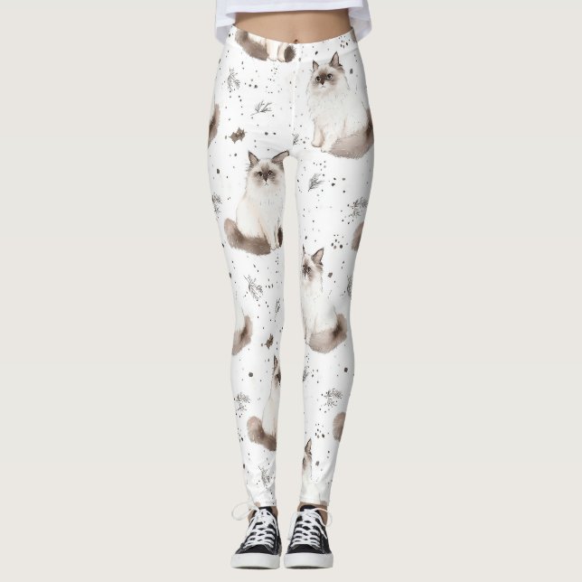 Leggings Cute Amoureux de les chats Cadeau Aquarelle Ragdol (Devant)