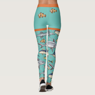 Leggings Cute Amusante Poisson Plage Aquarium Mural