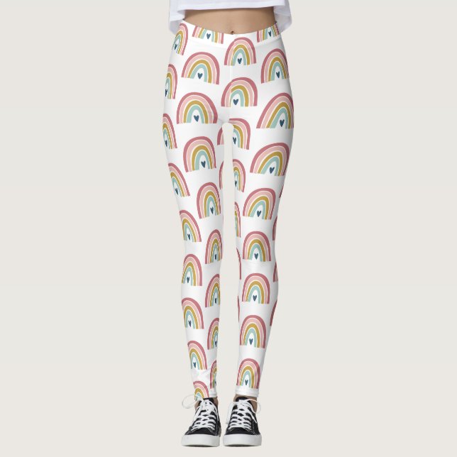 Leggings Cute arc-en-ciel rose bleu coeur (Devant)