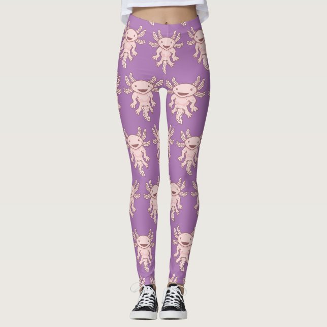 Leggings Cute Axolotl rose Thunder_Cove  (Devant)