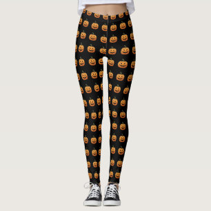 Leggings Cute Black Orange Citrouille Halloween Leggels