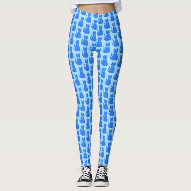 Leggings Cute Blue Baby Boy Chat Motif (Devant)