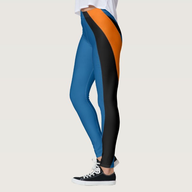 Leggings Cute Bright Orange, Bleu & Légendes Noires Femmes (Gauche)