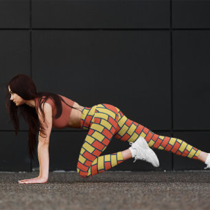 Leggings Cute brique jaune Chevron Entraînement Orange
