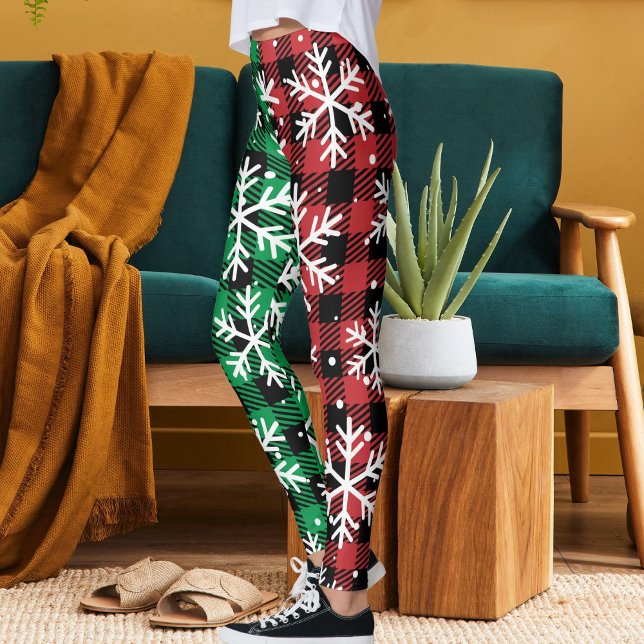 Leggings Cute Buffalo Plaid Pattern Snowflakes Christmas (Créateur téléchargé)
