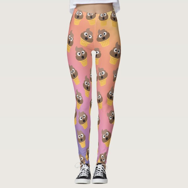 Leggings Cute caca arc-en-ciel Motif de cône de glace Emoji (Devant)