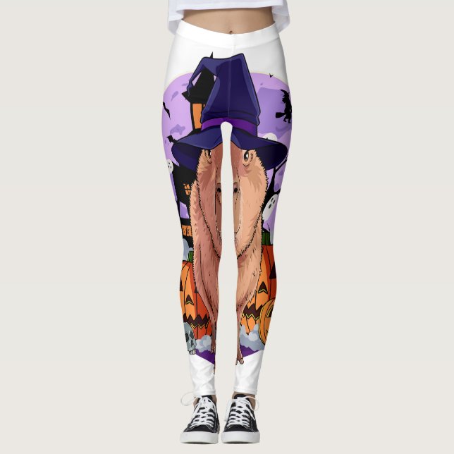 Leggings Cute Capybara Halloween sorcier Citrouille Sweatsh (Devant)