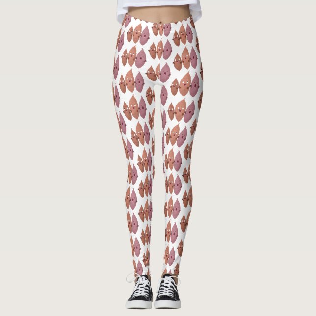 Leggings Cute chantant des patates douces caricaturales lég (Devant)