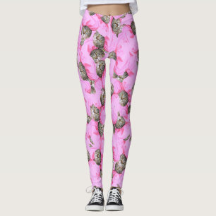 Leggings Cute Chat dans un Motif Casquette rose Random