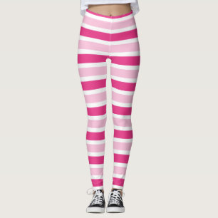 Leggings Cute Chic Classic Rose, Hot Rose & White Stripes