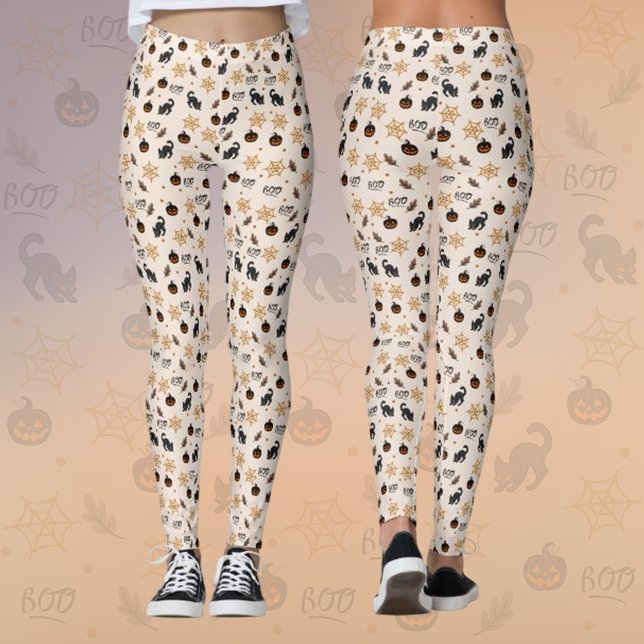 Leggings Cute Citrouille Chat Noir Halloween Motif (Créateur téléchargé)