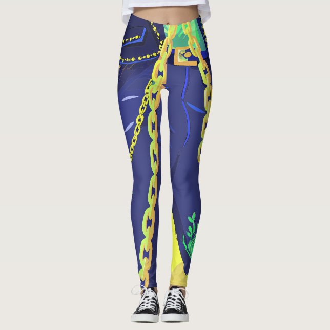 Leggings Cute Dark Female Character in Diamond Frame (Devant)