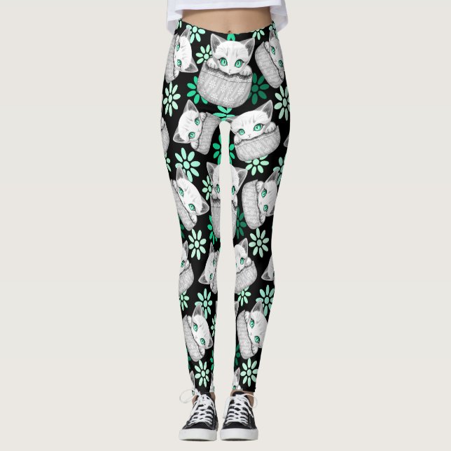 Leggings Cute de chat et pointe joueuse à partir d'une poch (Devant)