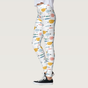 Leggings Cute Doodle École de Motif de poisson