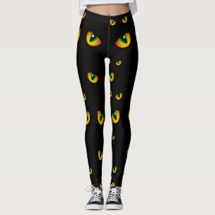 Leggings Cute Éffrayant Noir Halloween Cat Eyes dans la nui
