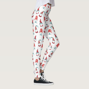 Leggings Cute Fun Gnome Elf Moderne Motif nordique Blanc