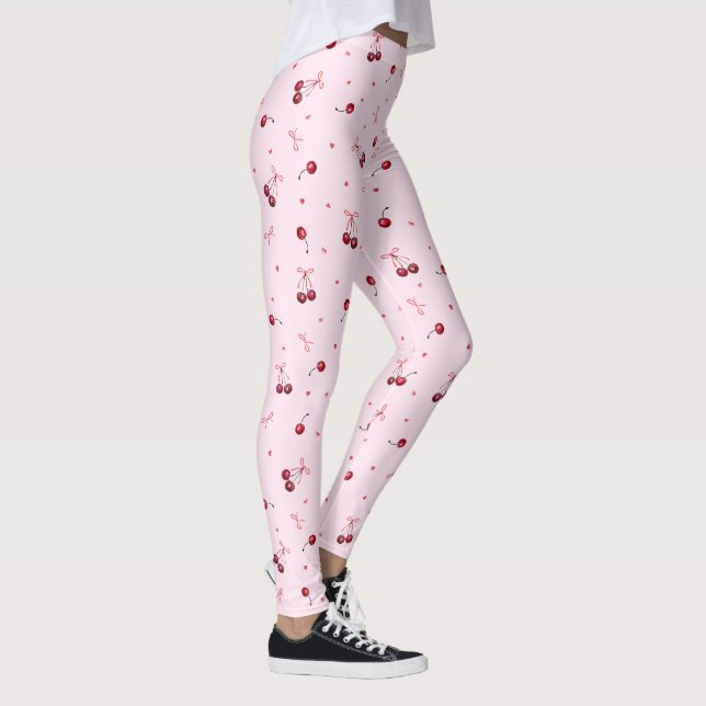 Leggings Cute Girls Pink Bows and Cherries (Droite)