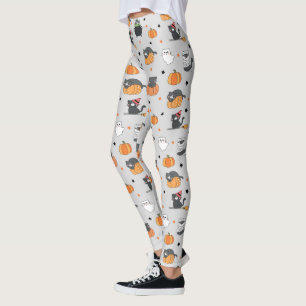 Leggings Cute Halloween Chats et Fantômes Motif