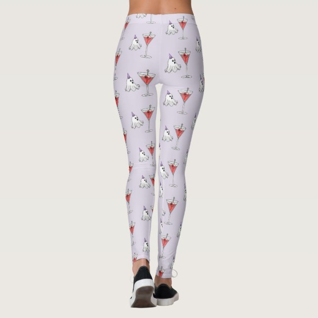 Leggings Cute Halloween Ghost & Cocktail Déplaisant (Dos)