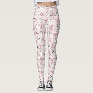 Leggings Cute Halloween Ghost & Spiderweb Motif (2)