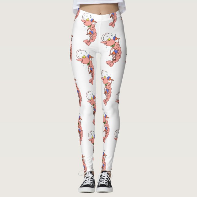 Leggings Cute happy shrimp, dessin animé de crevettes (Devant)