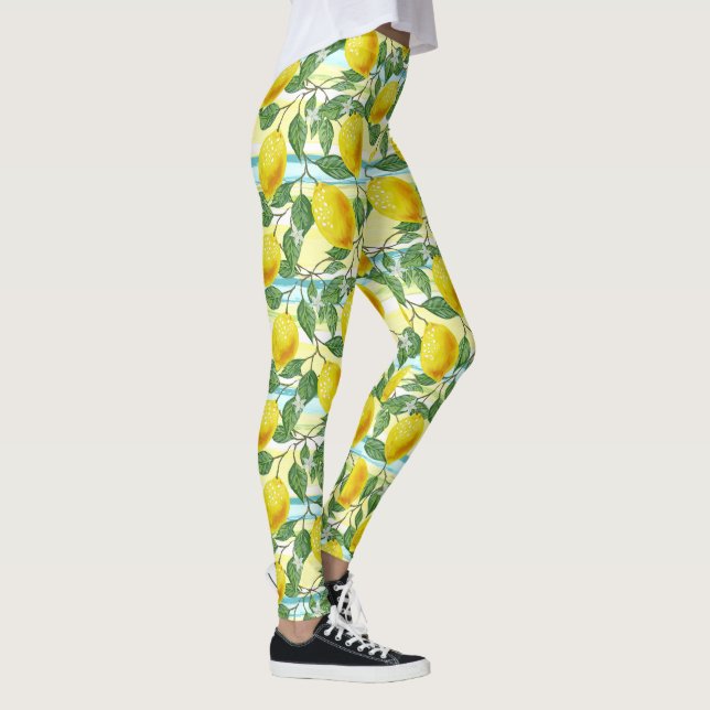 Leggings Cute Hip Tropical Summer Lemons Fruit Motif (Droite)