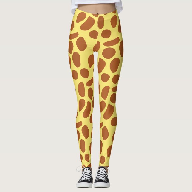 Leggings Cute jaune girafe peau douce motif (Devant)