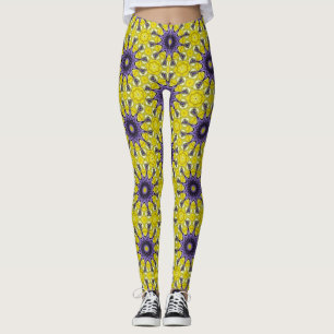 Leggings Cute jaune violet kaléidoscope Motif géométrique
