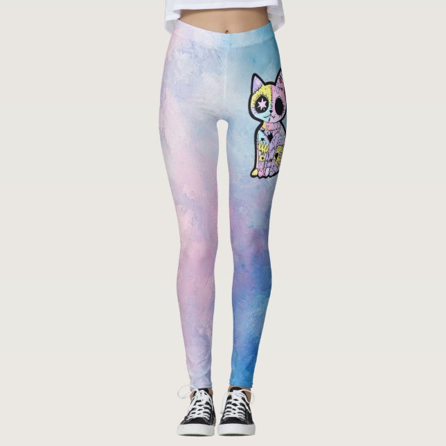Leggings Cute Kawaii Pastel Goth Patchwork Gothique Déplais (Devant)