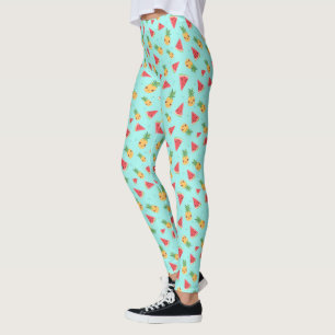 Leggings Cute Kawaii Smiling Ananas & Motif de pastèque
