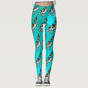 LEGGINGS CUTE MERMAID KITTY CAT TURQUOISE LEGINGS